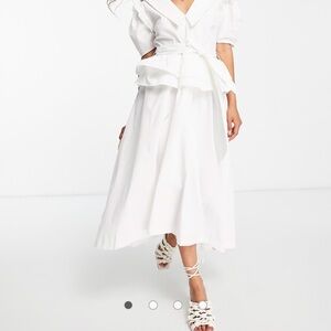 Elegant White Ruffled Dress